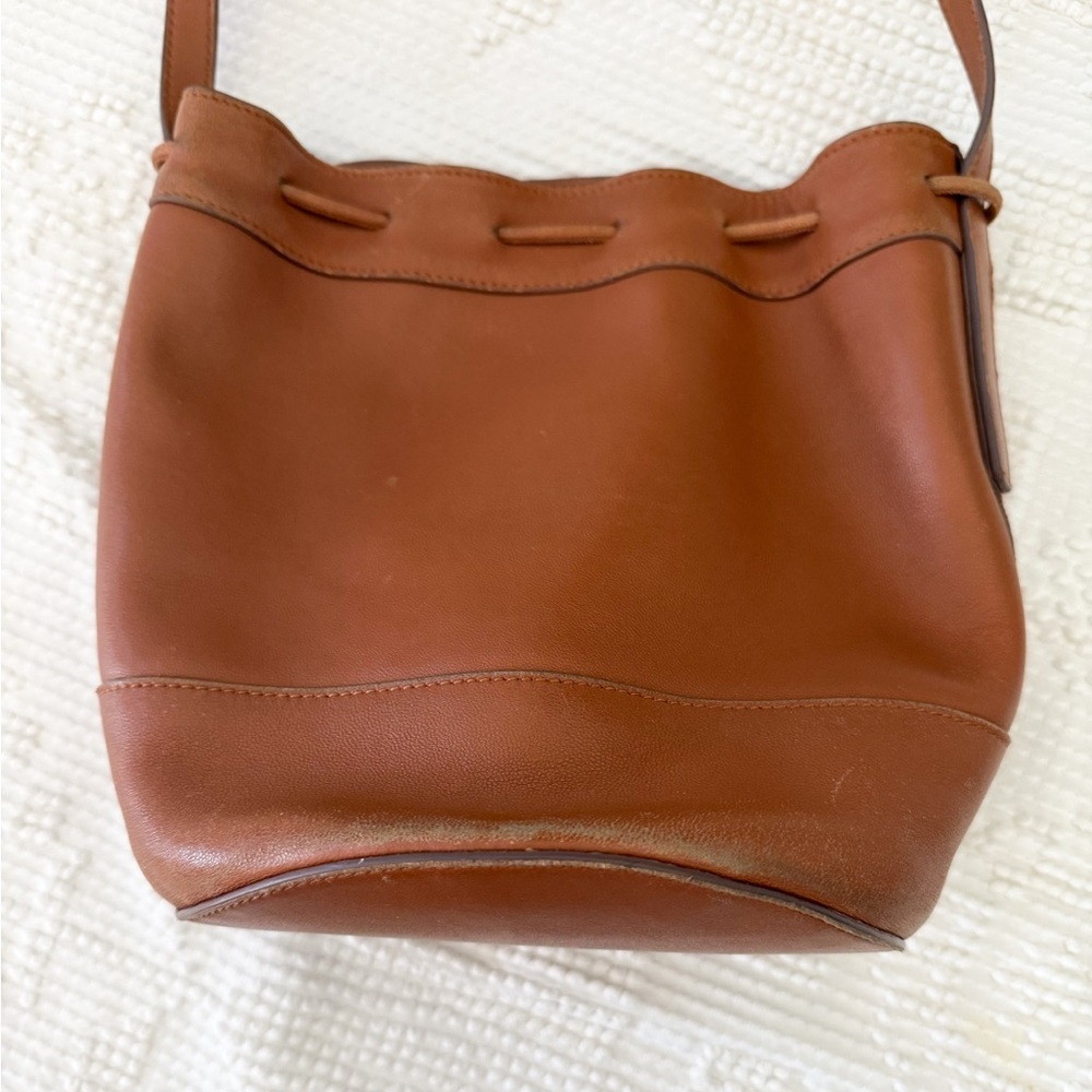 Jenni Kayne leather Mini drawstring bag in Saddle - Picture 3 of 10